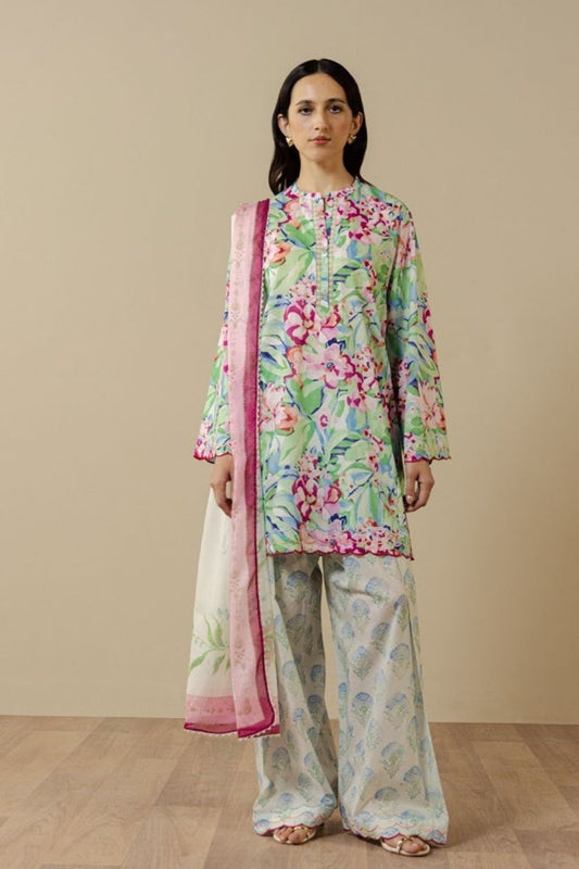 Zara Shahjahan 3 Pc Unstitched  Printed Lawn Suit Elaris-6A