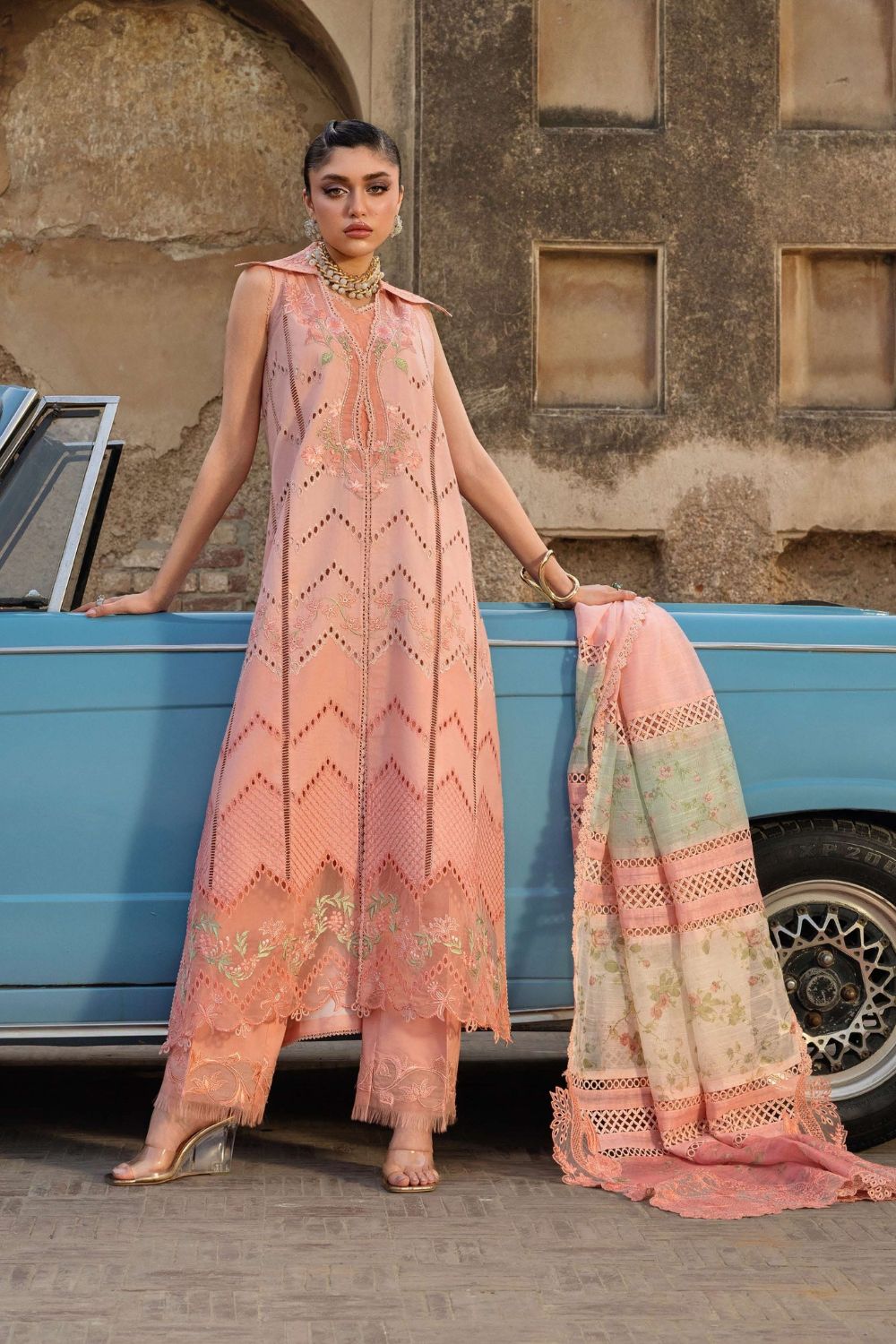 Saira * Shakira Bloom 3Pc Unstitched Embroidered Lawn Suit AMBRE 7-A
