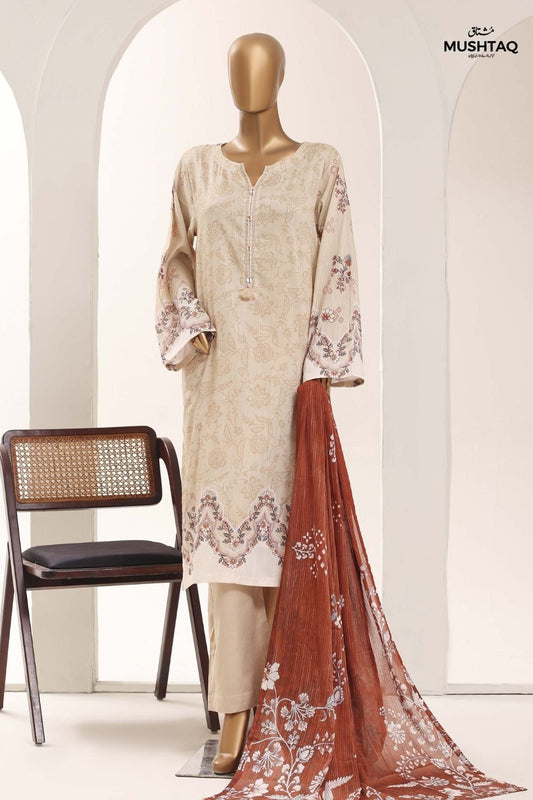 Mushtaq 3Pcs Stitched Printed Lawn Sadabahar Collection Desgin - 12