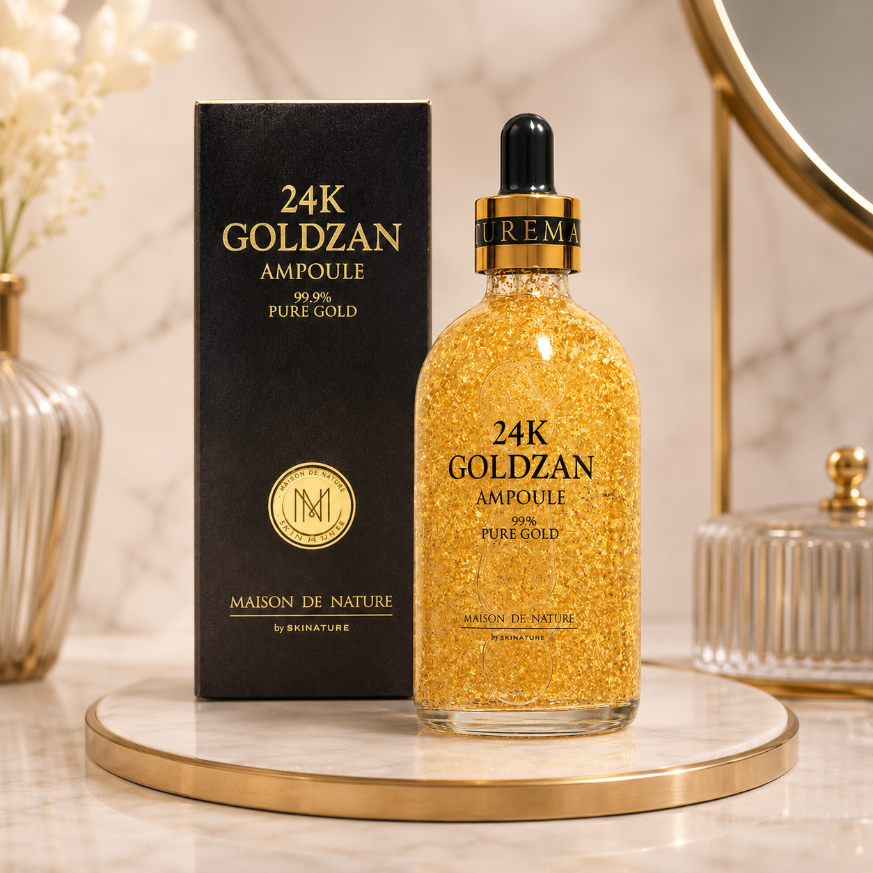 24K Goldzan Facial Serum Ampoule Pure Gold 999 Maison De Nature 100 Ml Made In Korea