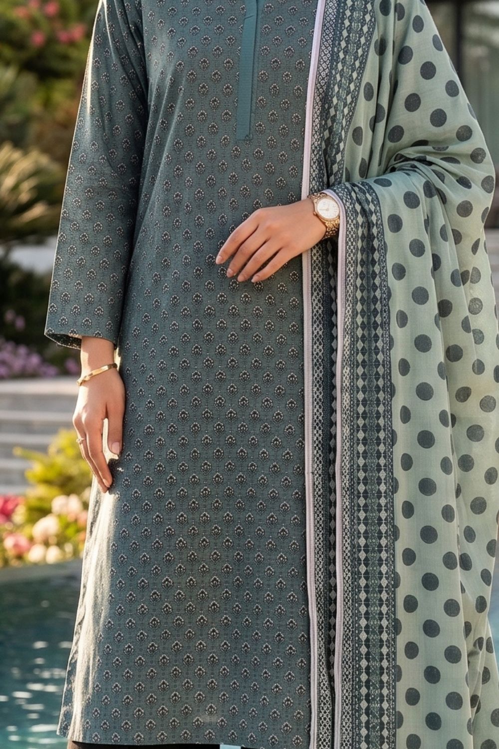Mushtaq 3Pcs Unstitched Printed Lawn Sapphire Collection Desgin - 8