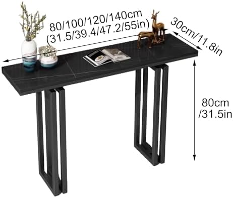 Modern Faux Marble Console Table – Industrial Style Entryway & Sofa Table with Metal Base