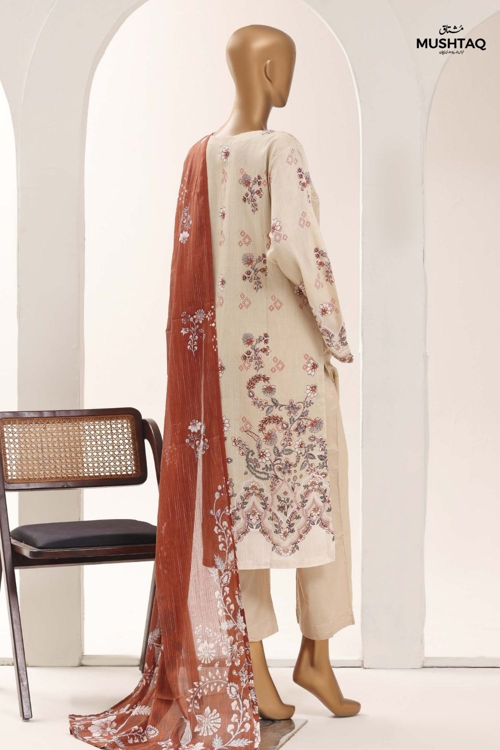 Mushtaq 3Pcs Stitched Printed Lawn Sadabahar Collection Desgin - 12