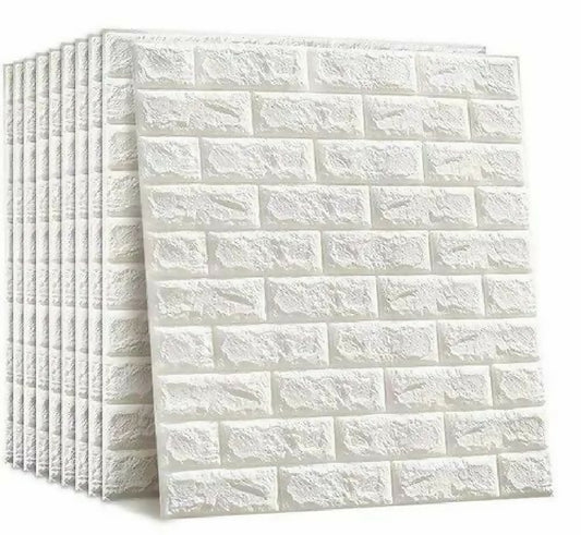 3D Brick Wall Sticker 70x77cm White