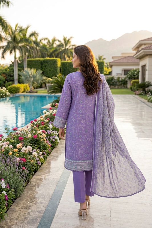 Mushtaq 3Pcs Unstitched Printed Lawn Aizal Collection Desgin - 7