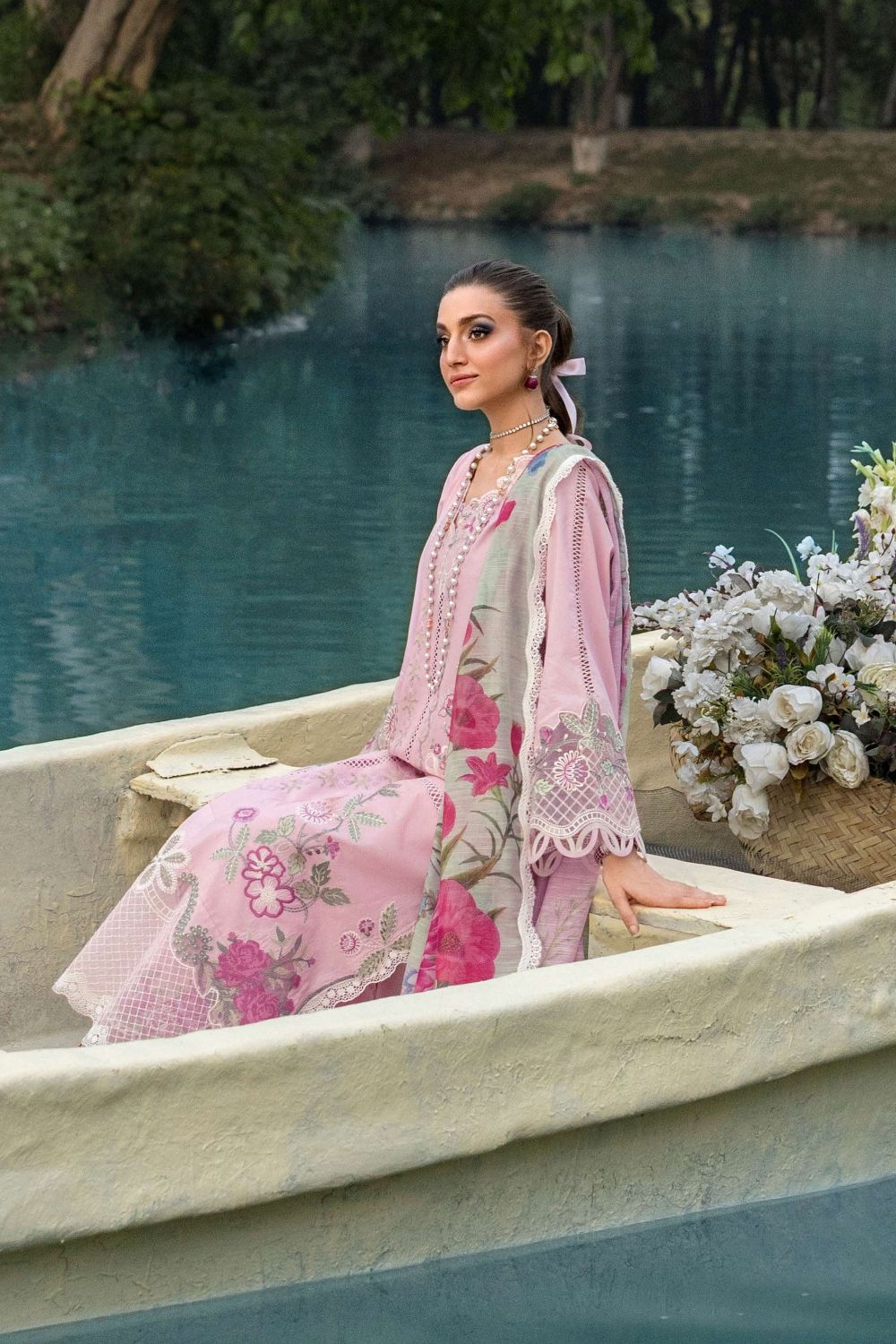 Saira * Shakira Bloom 3Pc Unstitched Embroidered Lawn Suit IRIS 8-B
