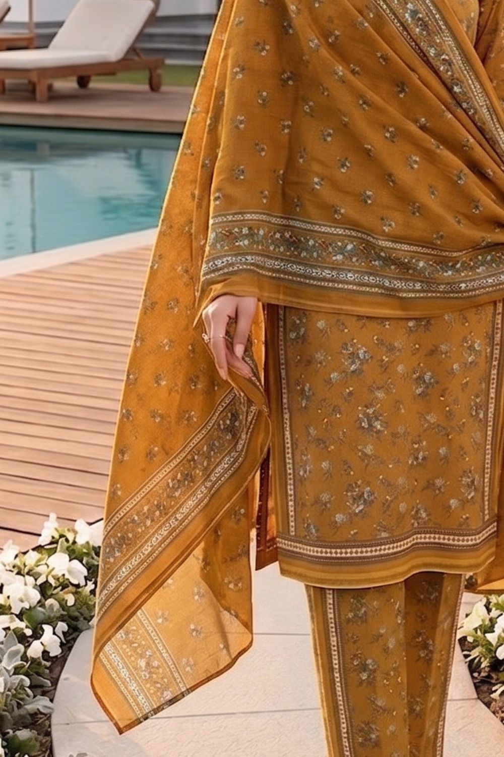 Mushtaq 3Pcs Unstitched Printed Lawn Poshak Collection Desgin - 9