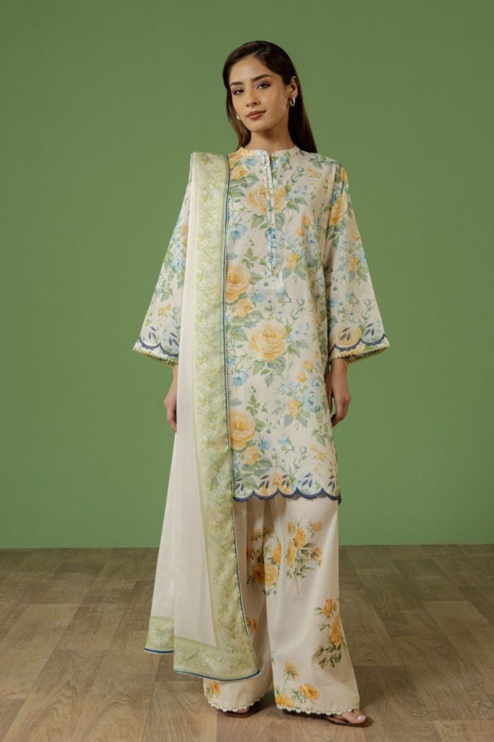 Zara Shahjahan 3 Pc Unstitched  Printed Lawn Suit Aurelia-7A