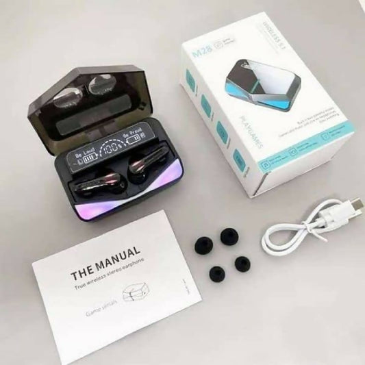 M28 TWS Gaming Earbuds Digital Display Rgb Lights