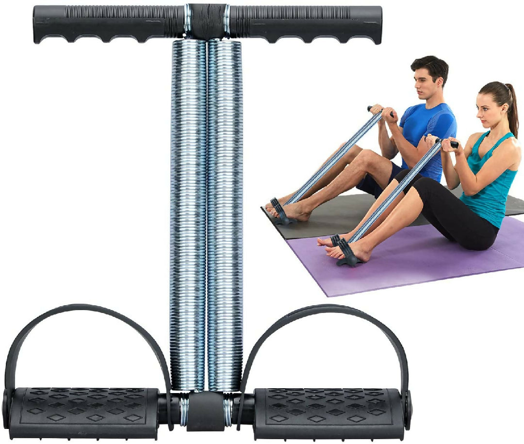 Foot Pedal Resistance Band Elastic Sit-up Pull Rope Yoga Fitness Gym - Elastic Pull Ropes Tummy Trimmer - Spring Tummy Trimmer - Random Color - Double Spring
