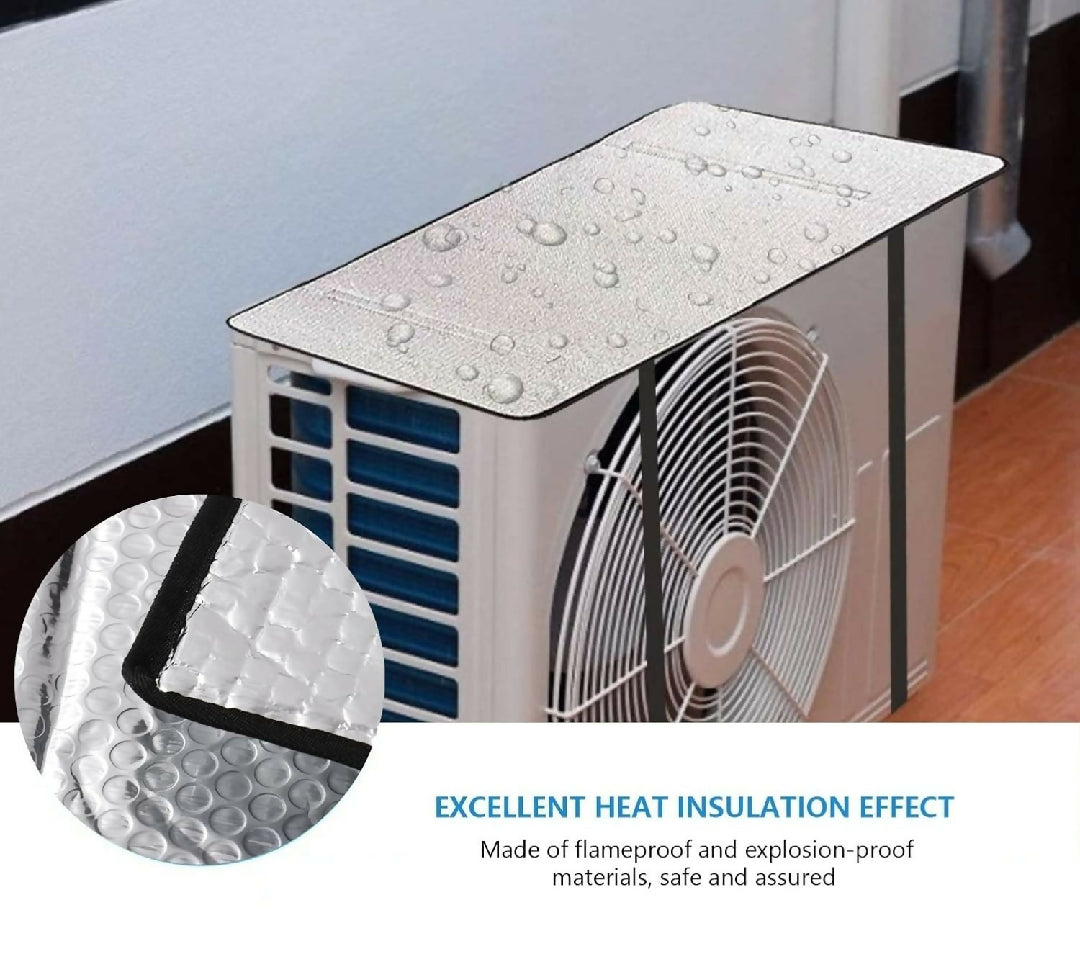 AC Outdoor Unit Sunshade Cover Silver Foil Reflective Heat Shield Dust Protector for Air Conditioner External Units With Clip