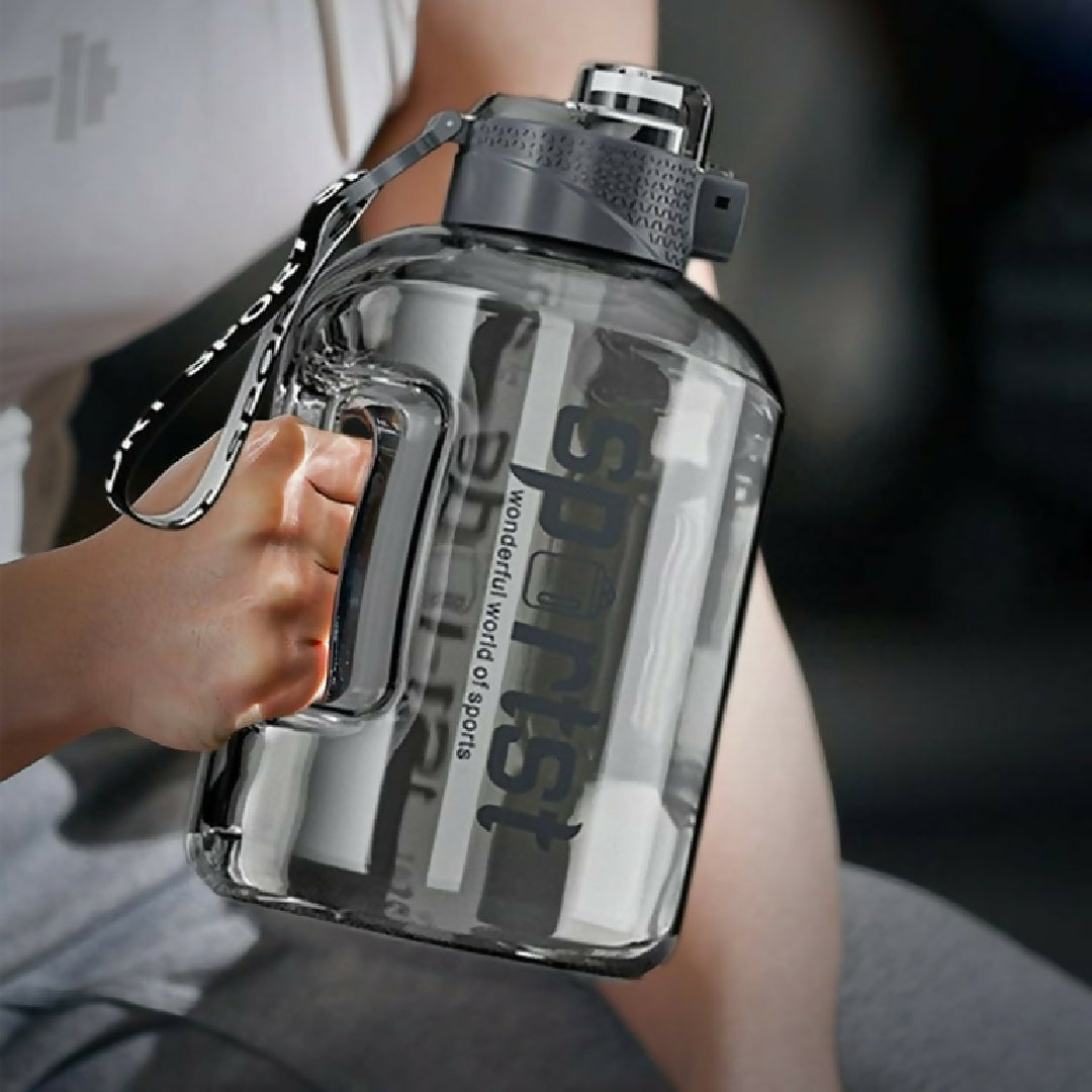 Sporty Water Bottle BPA Free Premium Quality with Time Marker 1L Large Sports Water Bottle with Handle Leak Proof for Fitness Gym Outdoor Travel Daily Use