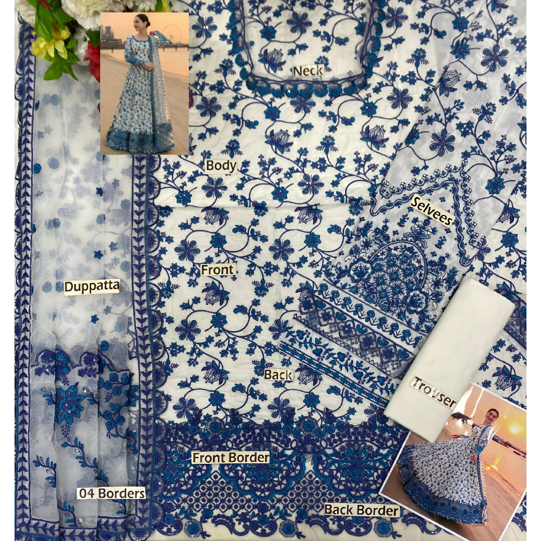 Faiza Saqlain Inspired Luxury Embroidered Lawn Maxi 3 Piece Unstitched Suit