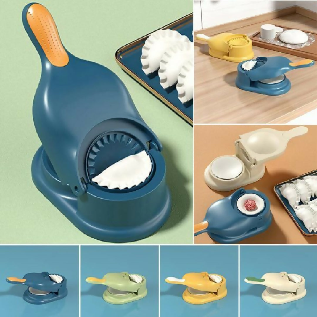 Pack of 2 - 10pcs Multi-function Spit Bone Plate Set and 2 In 1 Dumpling Maker - Best Samosa Maker and Household Food Grade Plastic Elliptical Plate For Kitchen - Random Color
