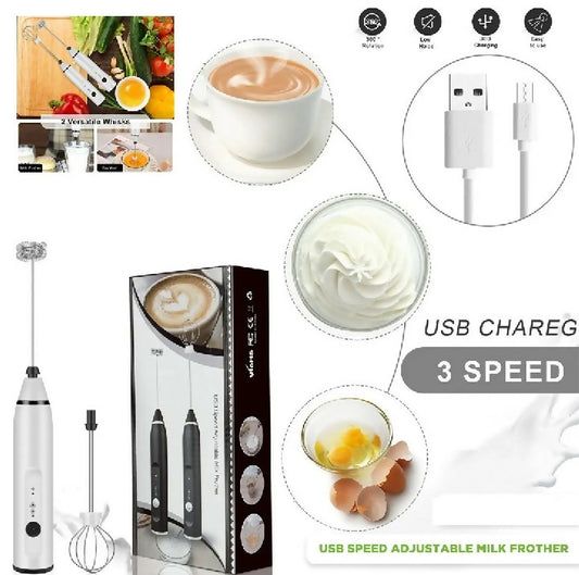 2 in 1 Rechargeable Electric Coffee and Egg Beater USB Coffee Foam Maker and Handheld Whis