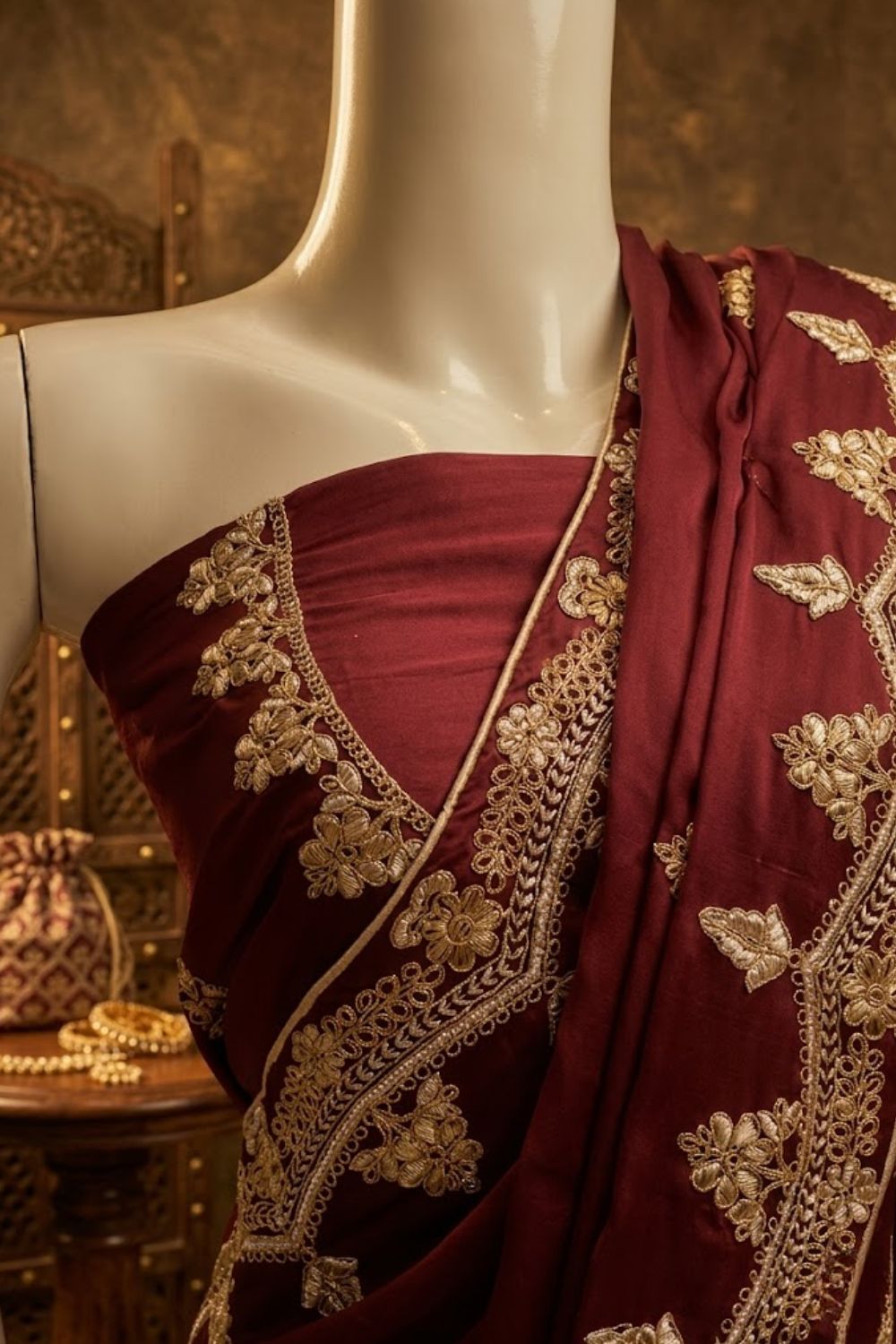 Husn-e-Noor Bridal Wear by MCS Unstitched Handmade Chiffon Silk Saree