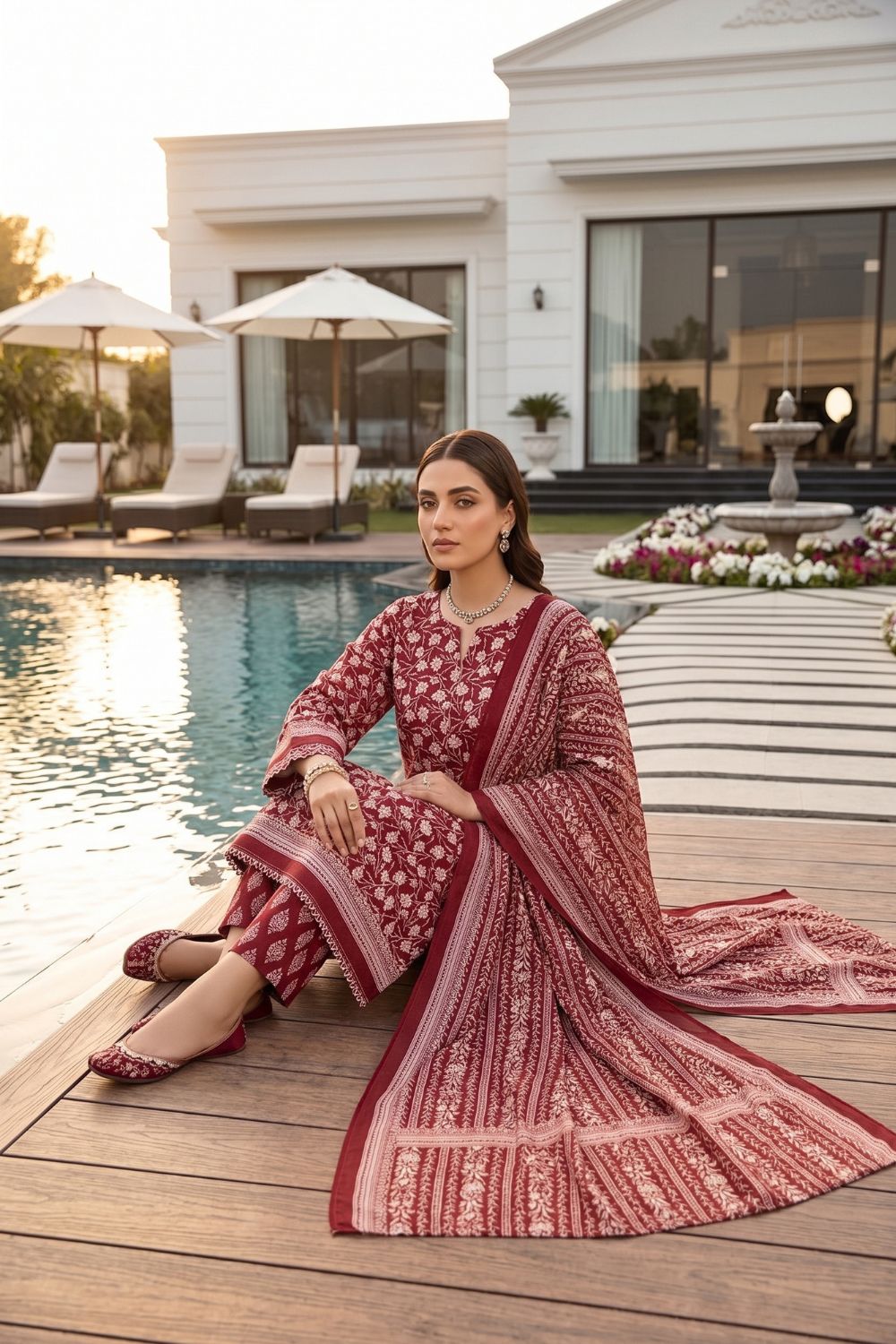 Mushtaq 3Pcs Unstitched Printed Lawn Naari Collection Desgin - 1