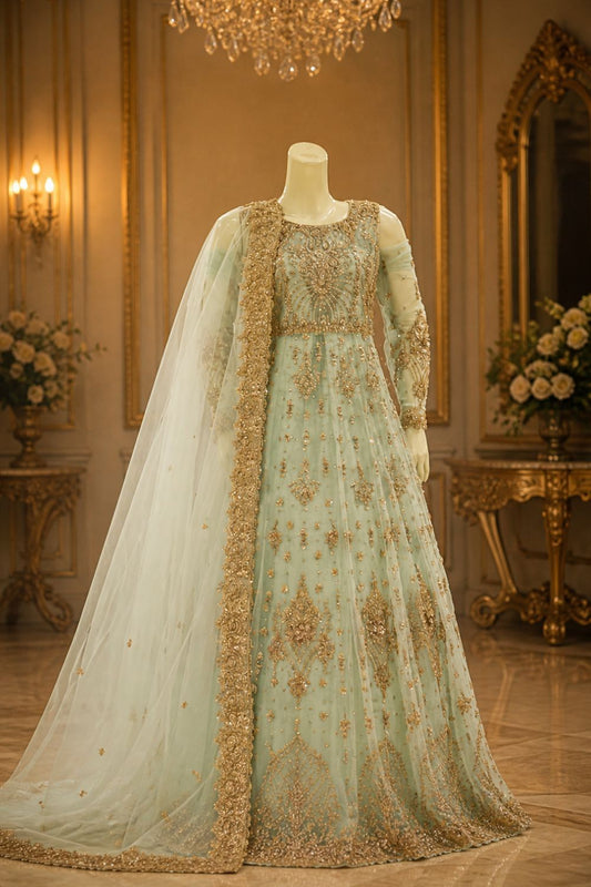 Majestic Bride Bridal Wear by MCS Unstitched Handmade Chiffon Farshi Bridal Wear