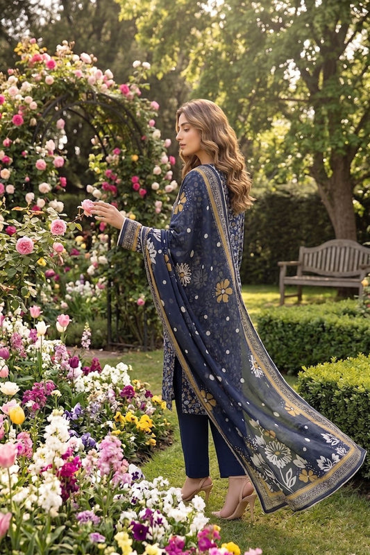 Mushtaq 3Pcs Unstitched Printed Lawn Alizy Collection Desgin - 7