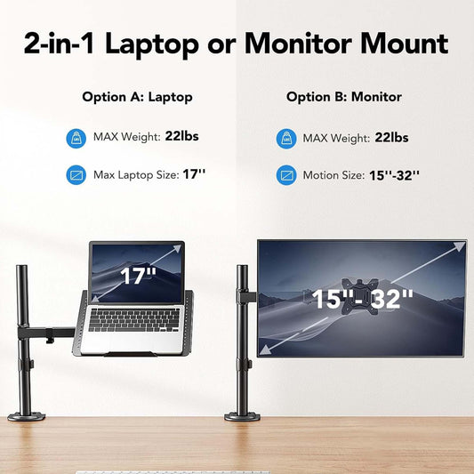 Huamuo Laptop Desk Mount – Adjustable Stand for Office & Home