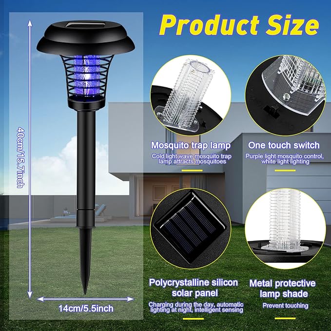 Solar Lamp Anti Mosquito  Outdoor LED Bug Zapper Light with Solar Power