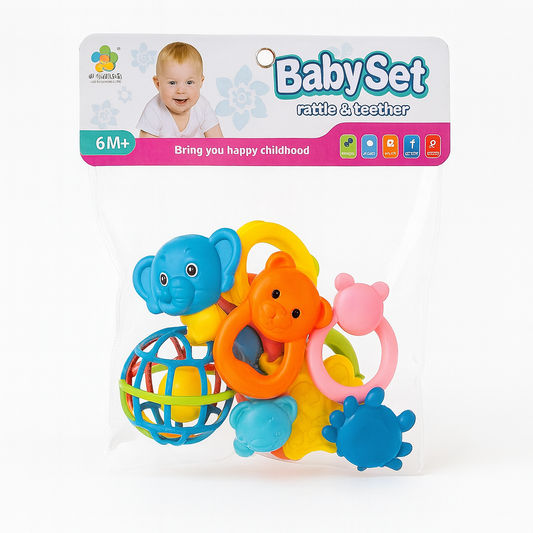 Baby Set Colorful Rattle and Teether Toy Set