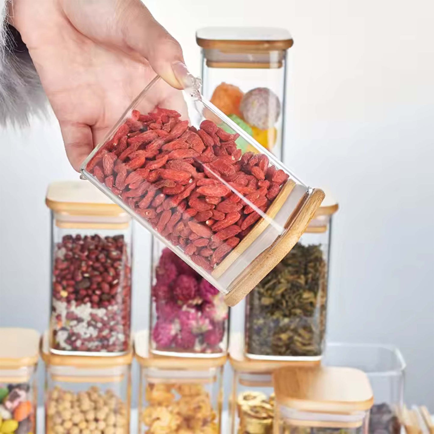 Glass Jar 10 Pcs  Transparent Storage Jars