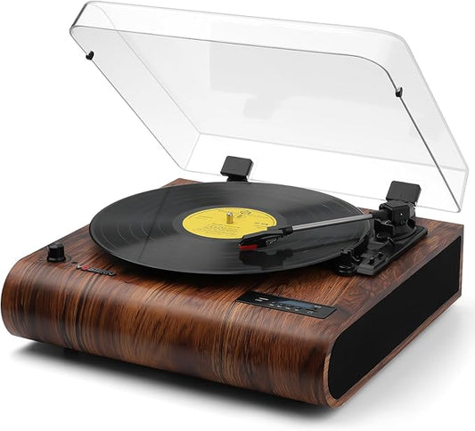 3 Speed Turntable – Vinyl Record Player with Built-in Speakers & USB Connectivity