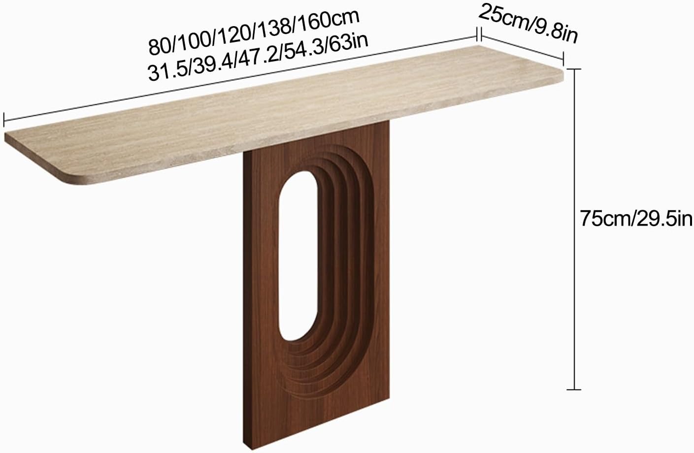 Boho Entryway Console Table with Storage – Narrow Wooden Sofa Table for Hallway & Living Room (80x25x75cm)