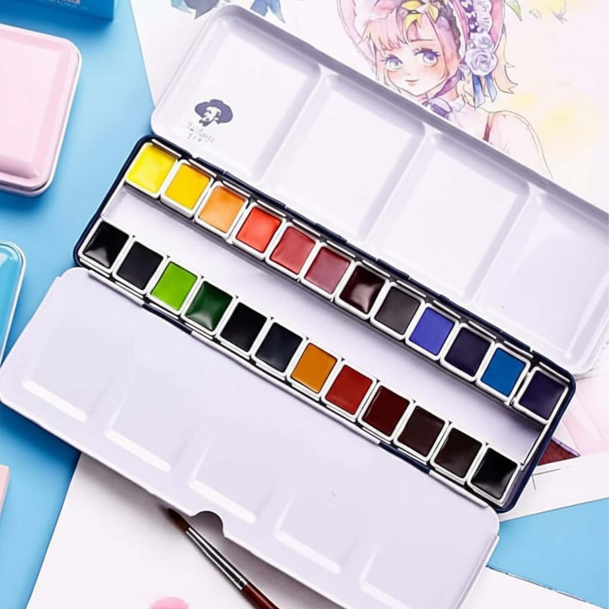 Water Colors  Vibrant Paint Set for Art School and Creative Projects
