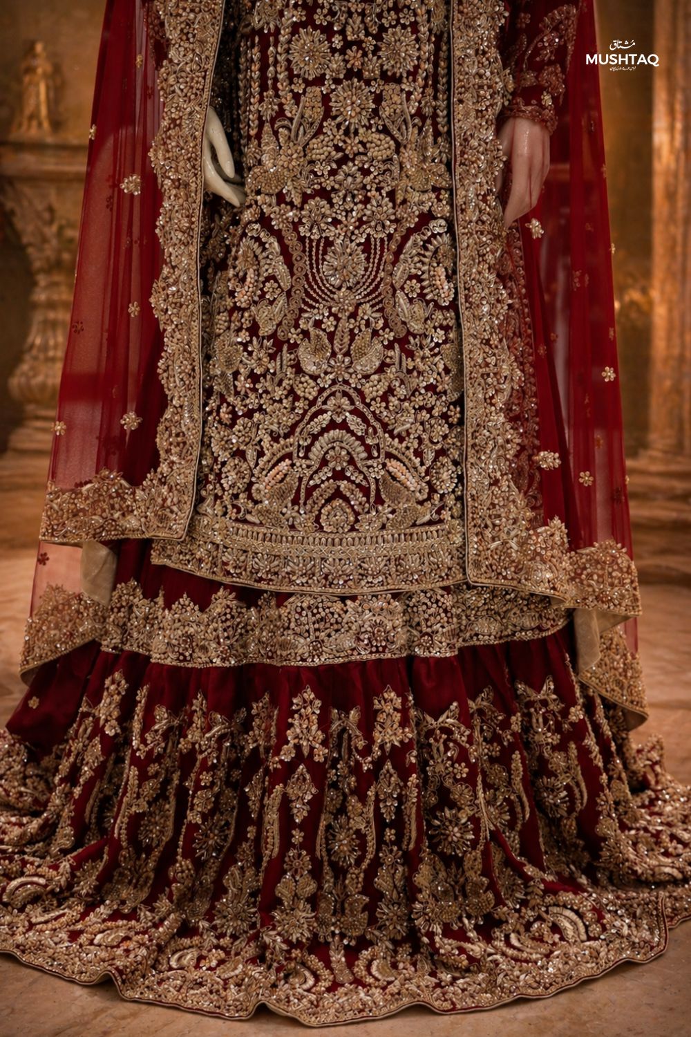 Noor e Barat Bridal Wear by MCS Unstitched Handmade Chiffon Farshi Bridal Wear
