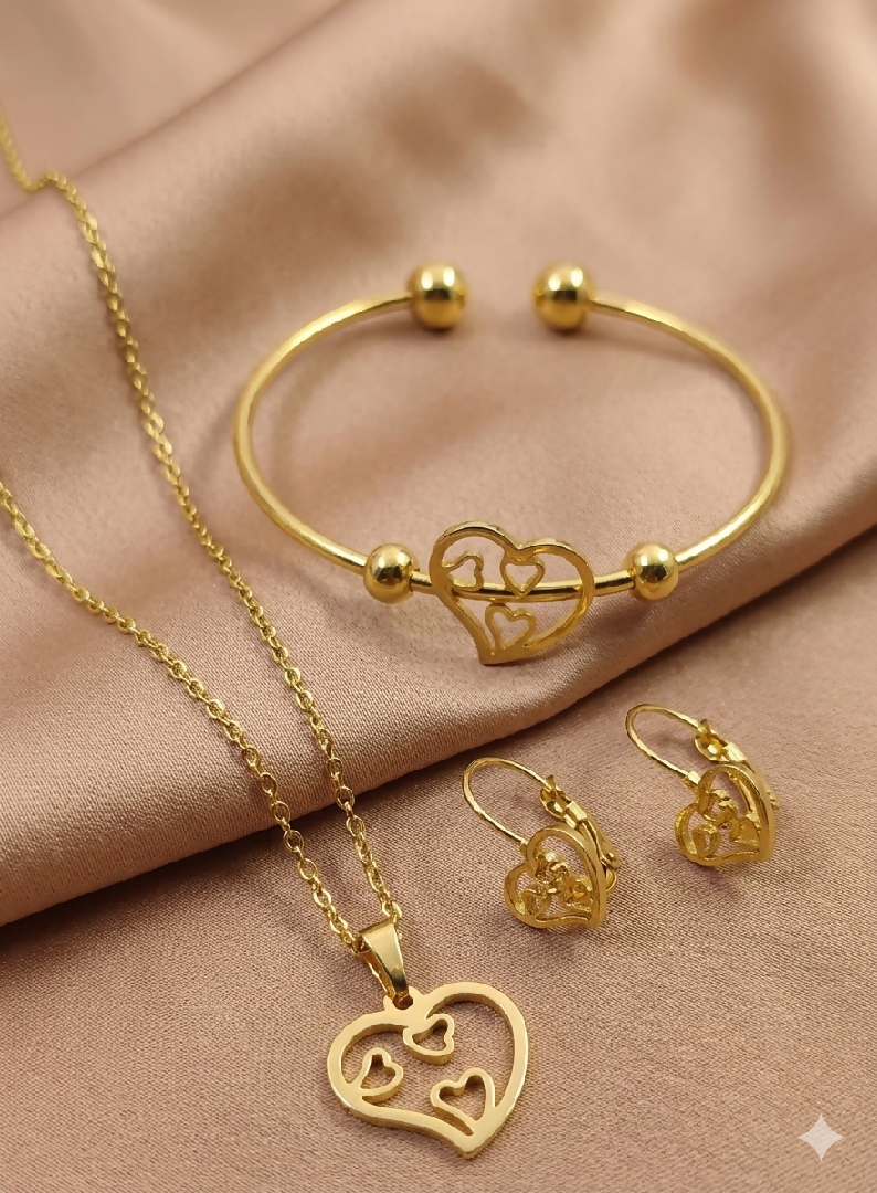 Filigree Hearts within Heart 3-Piece Jewelry Set