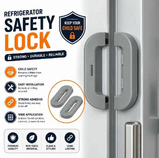 Pack of 2 Refrigerator Safety Lock Child Proof Fridge Lock with Strong Adhesive