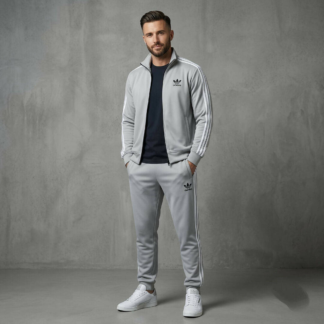 Luxury Mens 3 Stripe Scuba Tracksuit Set Ultra Soft Wrinkle Free Upper and Trouser
