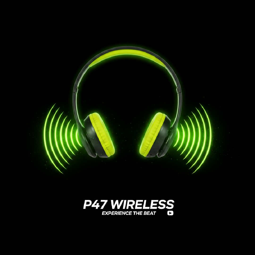 P47 Wireless Bluetooth Headphones Yellow Green
