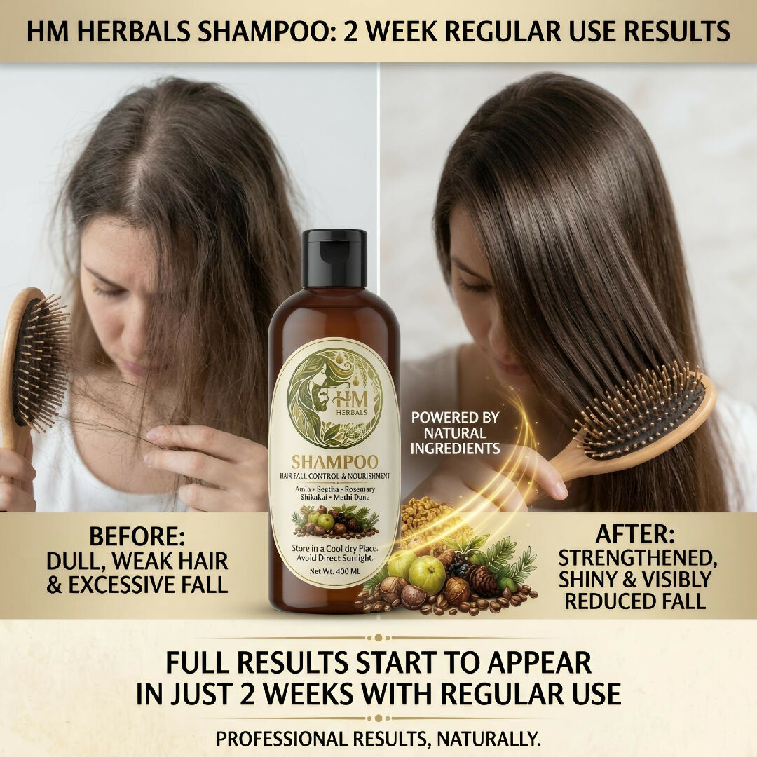 HM Herbals Pure Organic Shampoo Hair Fall Control and Dandruff Solution