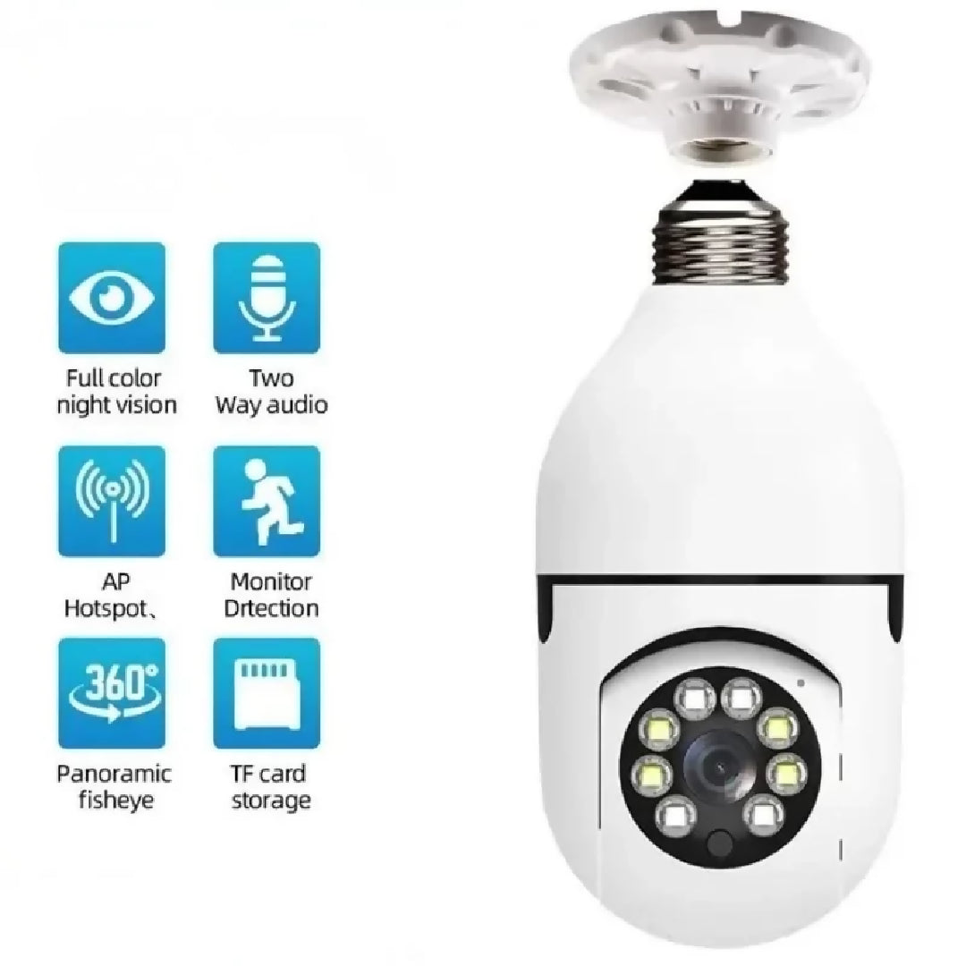 Speed X Bulb Camera 1080P WiFi 360 Panoramic Security Camera Night Vision and Two Way Audio