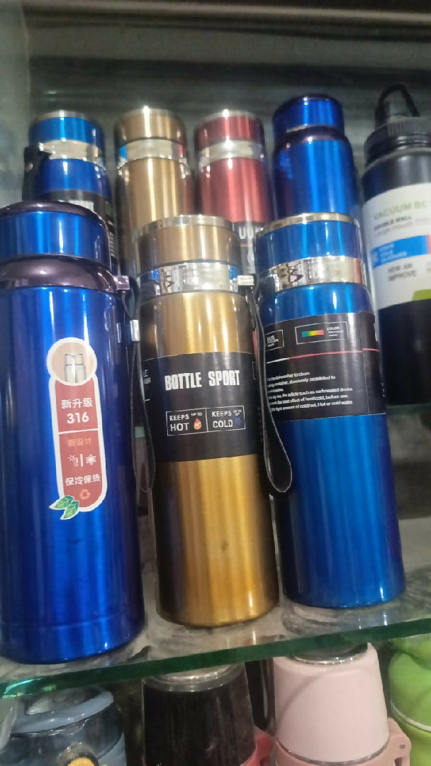1000ml Large Capacity Stainless Steel Thermos Bottle Hot Cold Vacuum Flask Water Bottle Random color sticker