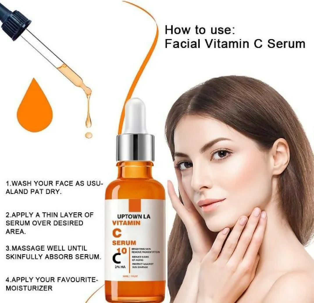 Uptwon LA Vitamin C Facial Serum for Bright Glowing Hydrated and Healthy Skin Care