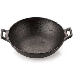 Wok 9 inch WD Wooden Base with Lid Compact Wok for Cooking and Serving