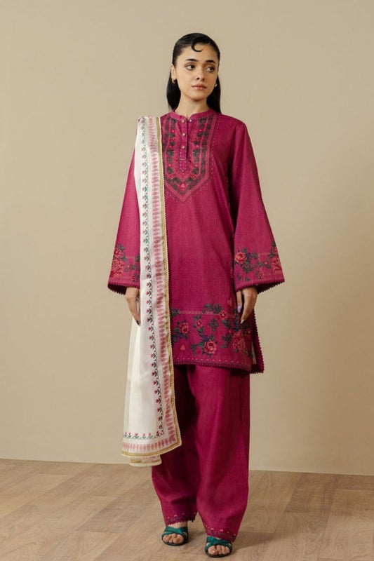 Zara Shahjahan 3 Pc Unstitched  Printed Lawn Suit Ismeria-8A