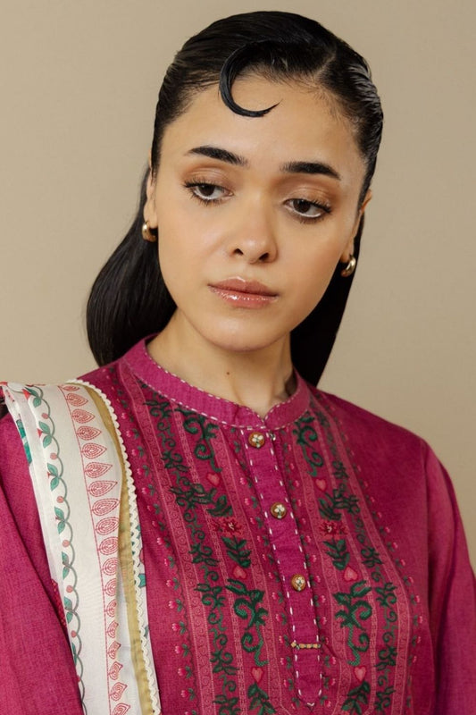 Zara Shahjahan 3 Pc Unstitched  Printed Lawn Suit Ismeria-8A
