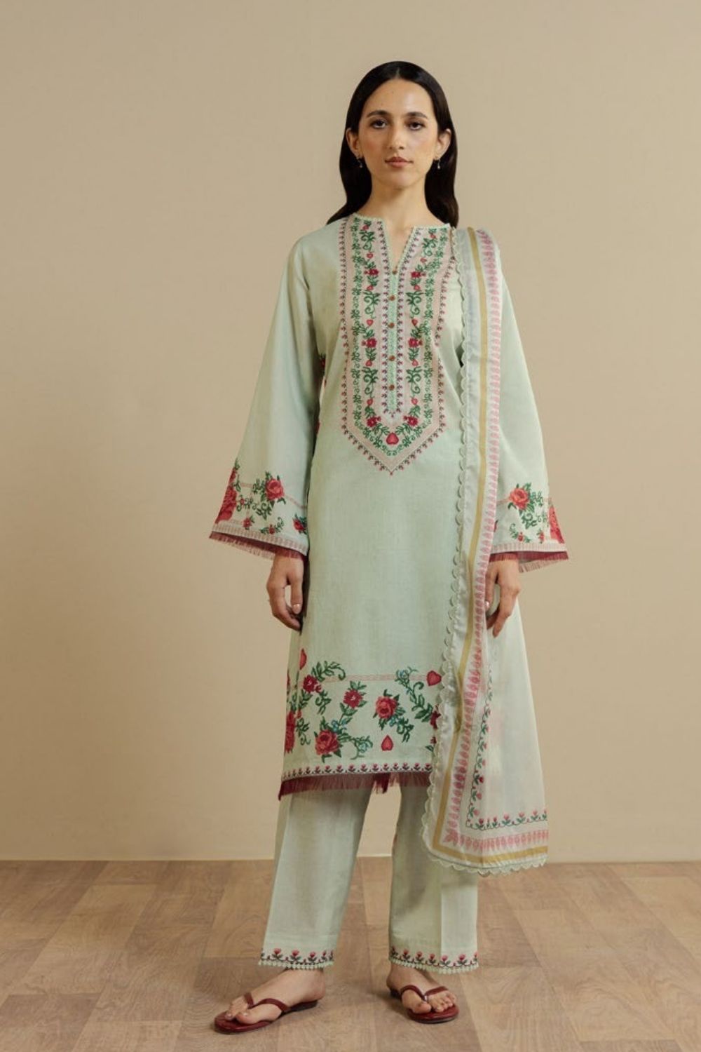 Zara Shahjahan 3 Pc Unstitched  Printed Lawn Suit Ismeria-8A
