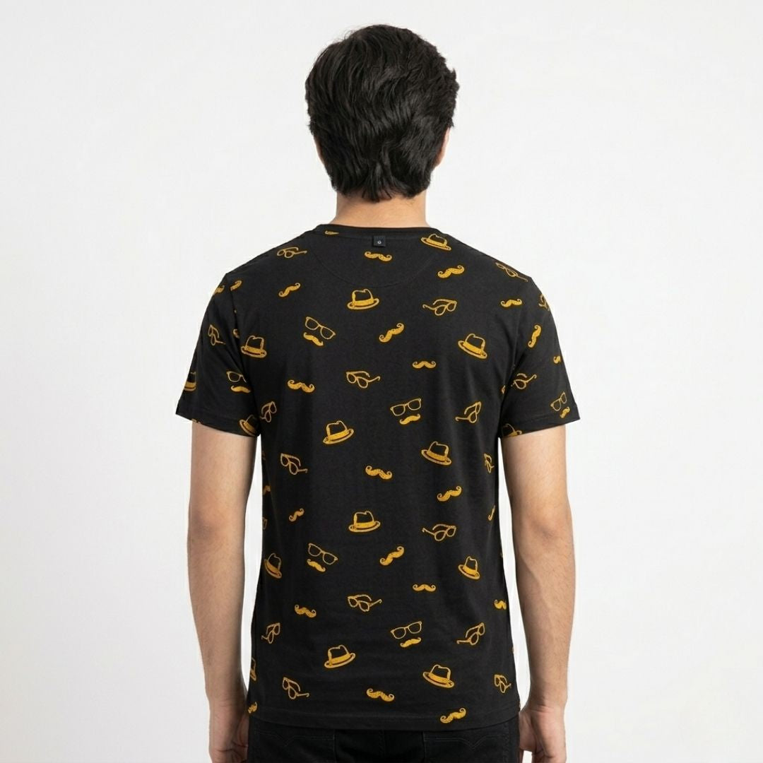 Short Sleeves T-shirt | Mostache-Hat | Black