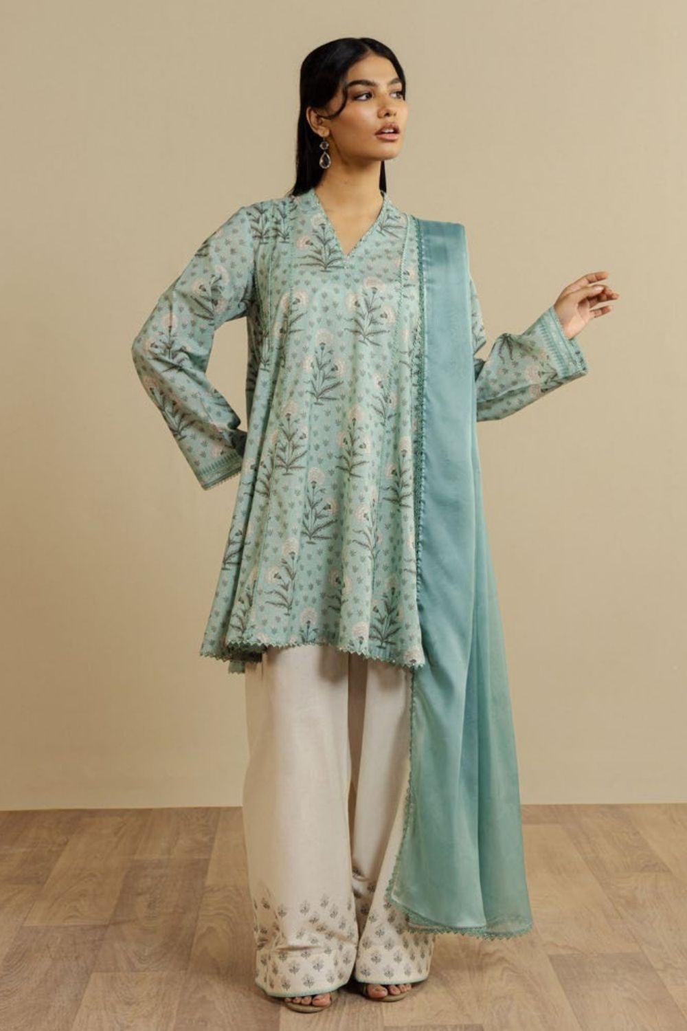 Zara Shahjahan 3 Pc Unstitched  Printed Lawn Suit Anthea-9B
