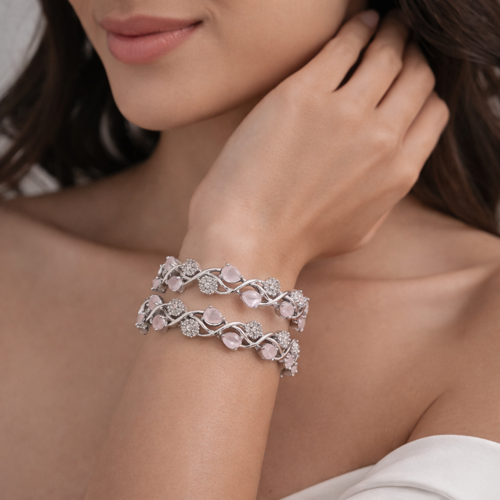 Zircon Silver Plated Bangles