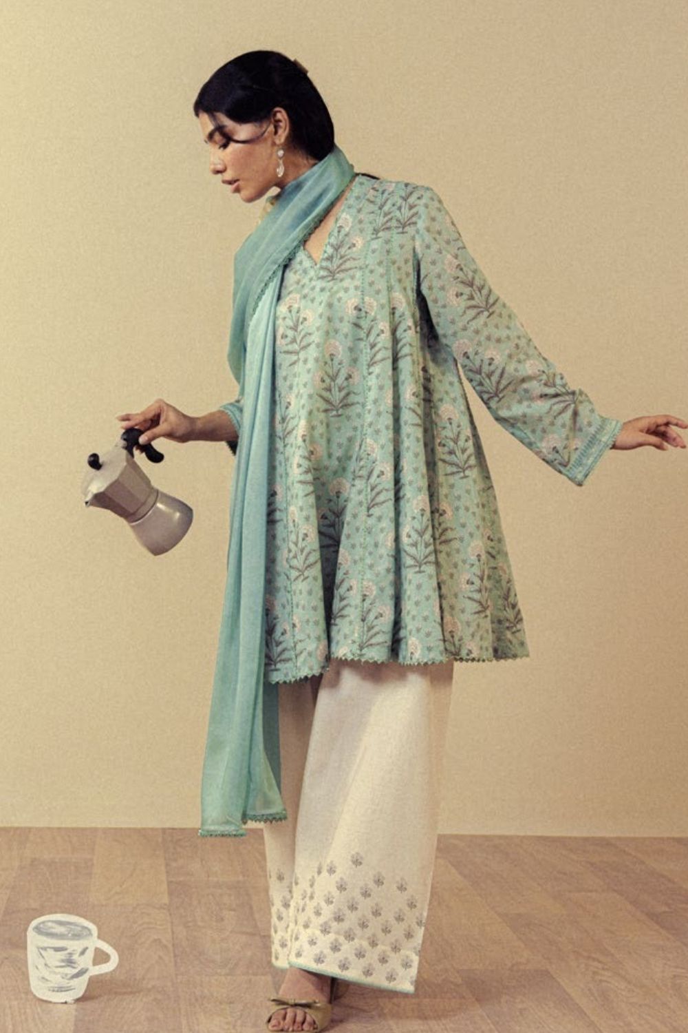 Zara Shahjahan 3 Pc Unstitched  Printed Lawn Suit Anthea-9B