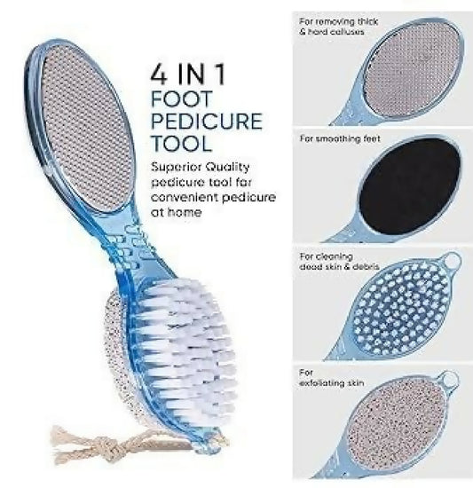 4 in 1 Pedicure Tool Callus Remover Brush Complete Foot Care Solution