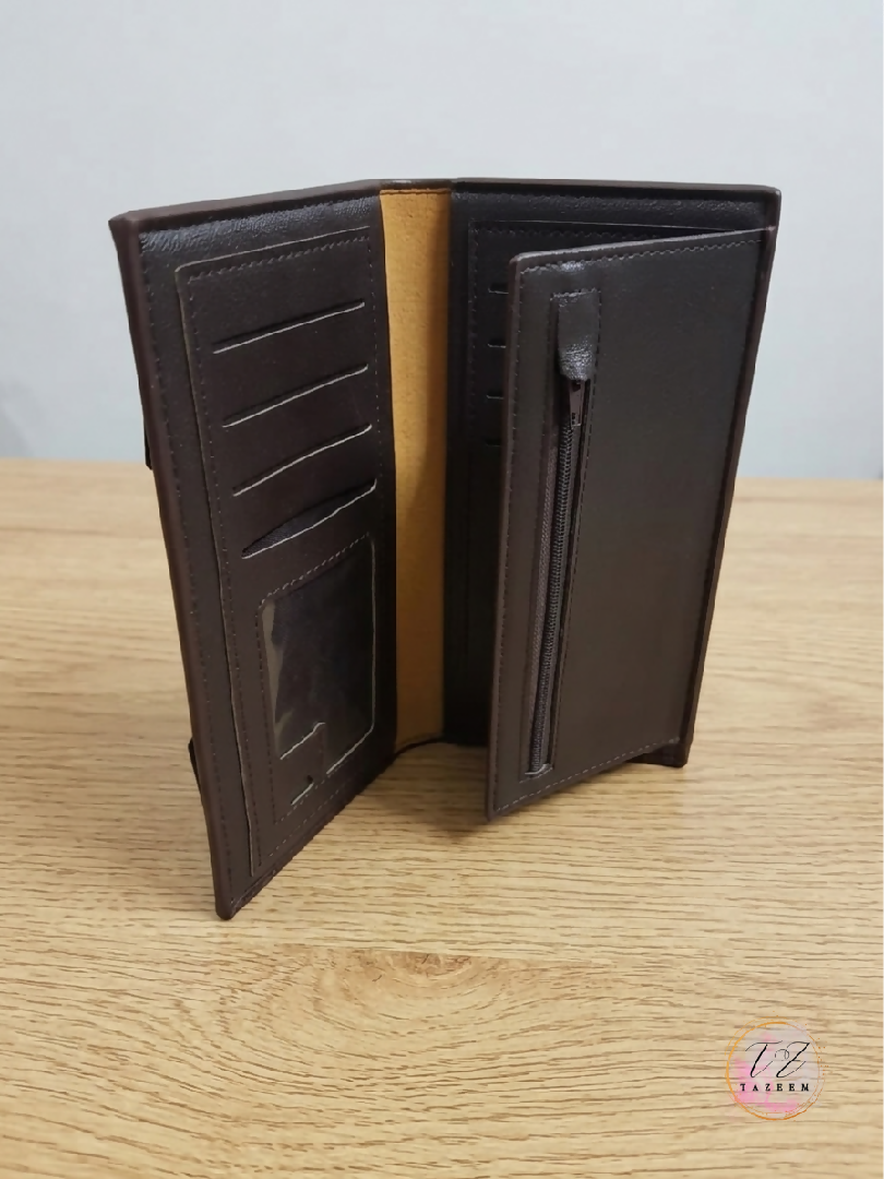Long Leather Black And Brown Wallet