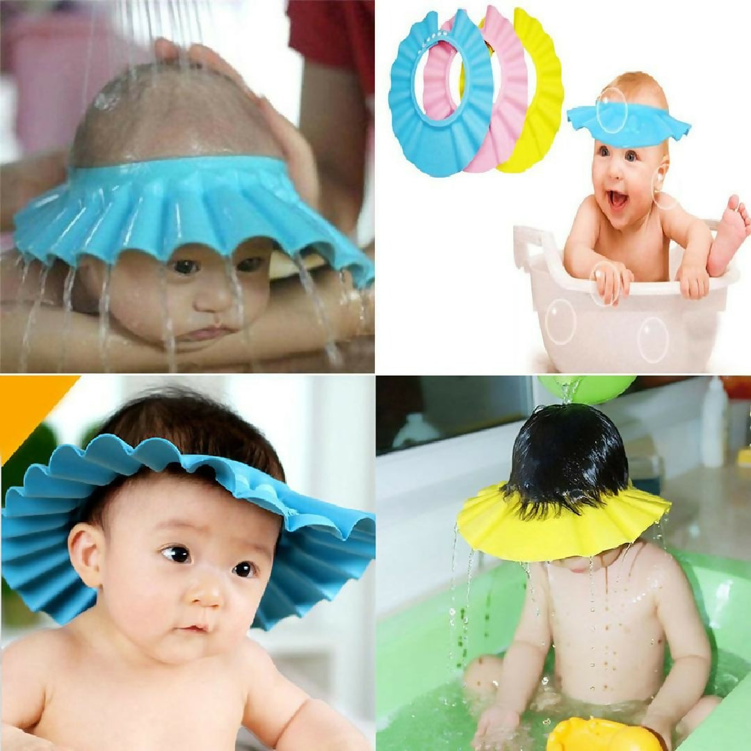 Baby Shower Cap With Stopper Silicon Baby Shower Cap Soft Safe Material Random Color